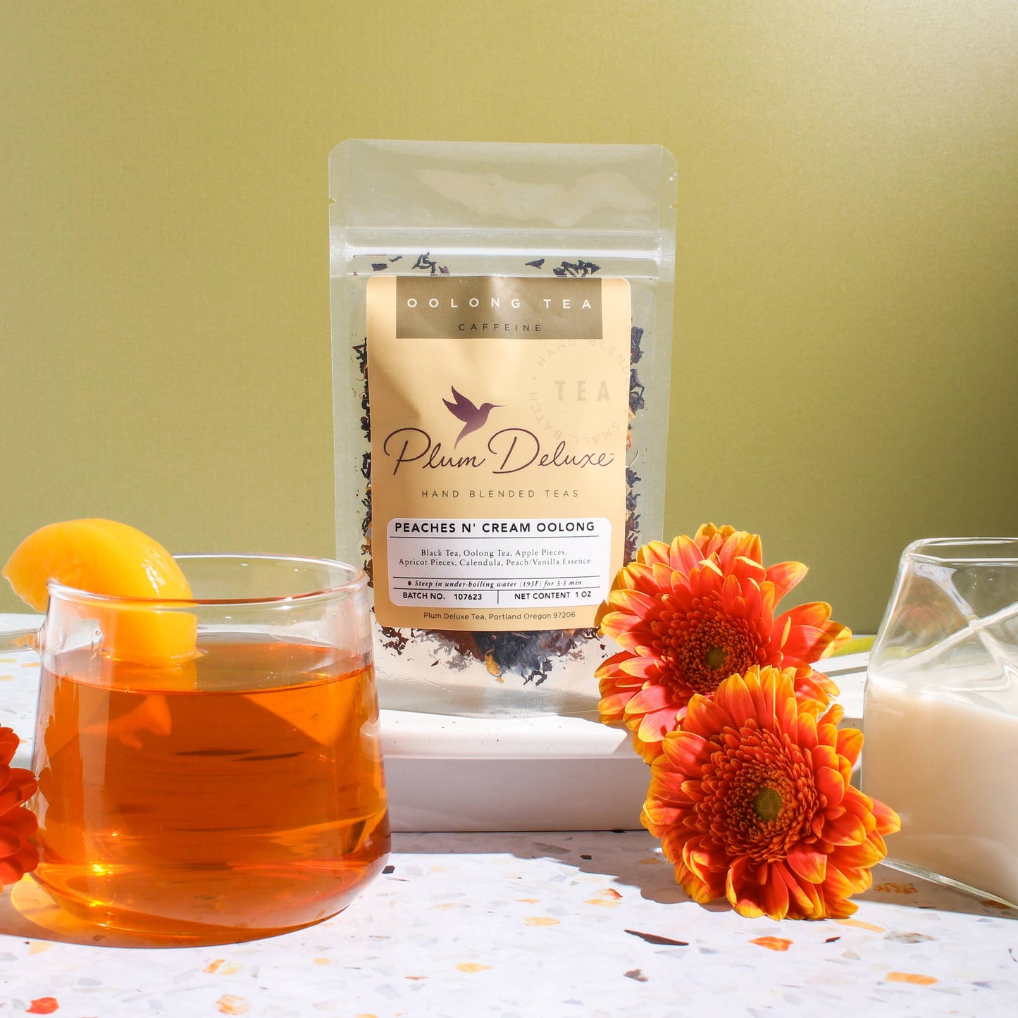 Plum Deluxe Tea - Peaches and Cream Oolong Tea - Loose Leaf Peach Tea: 1 oz