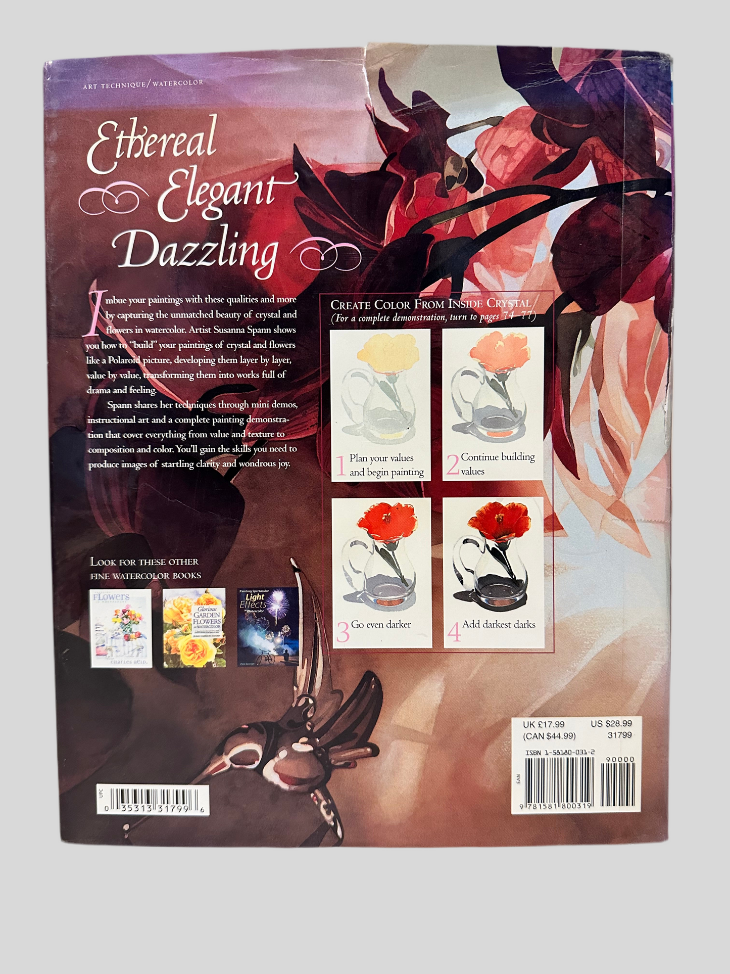 Painting Crystal and Flowers in Watercolor by Susanna Spann - Back Cover