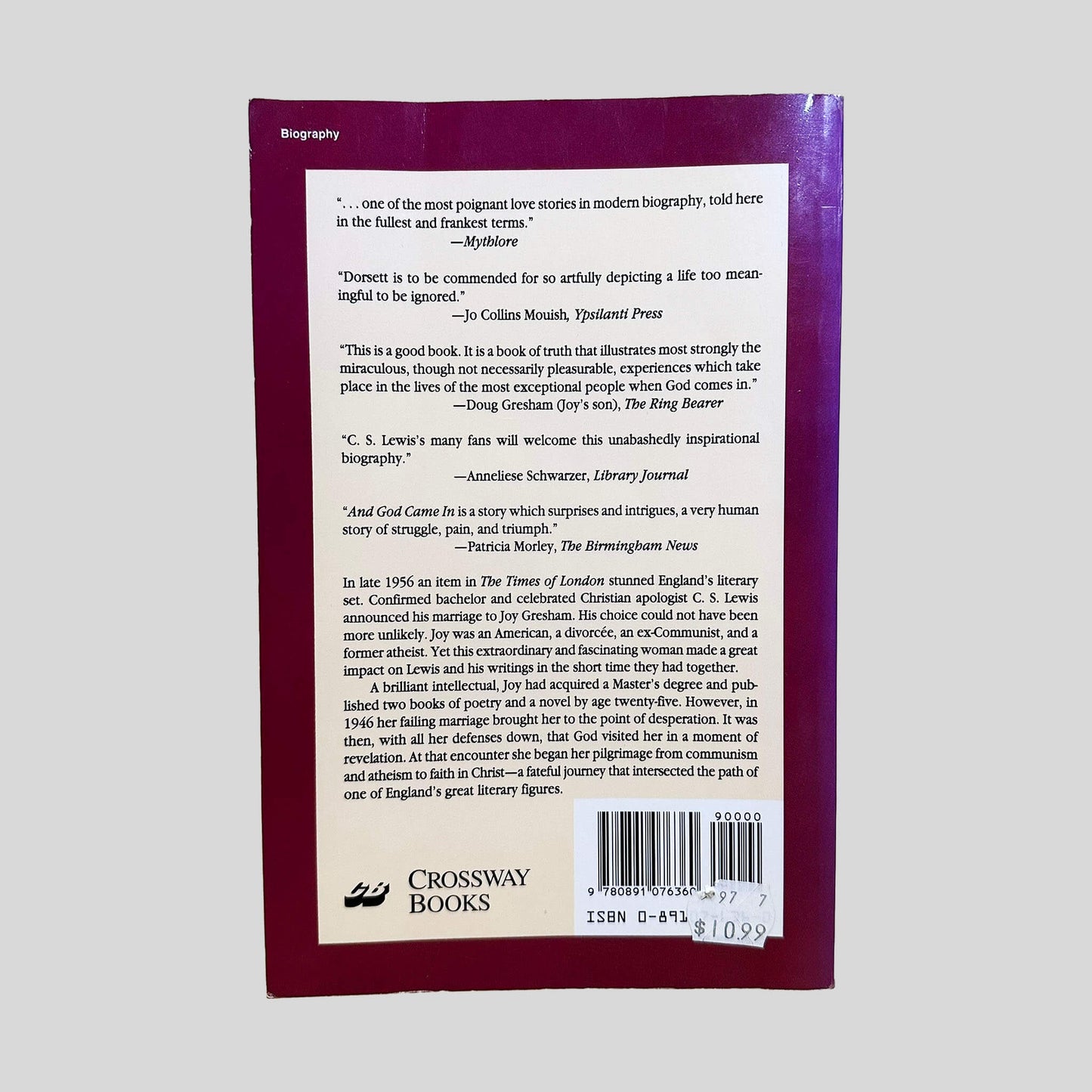 And God Came In by Lyle W. Dorsett - Back Cover - Fehmerling Books
