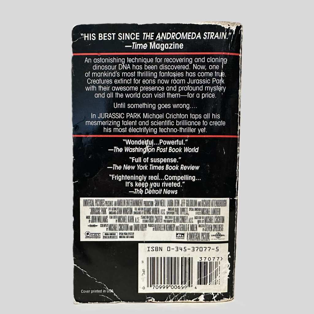 Jurassic Park by Michael Crichton - Back Cover