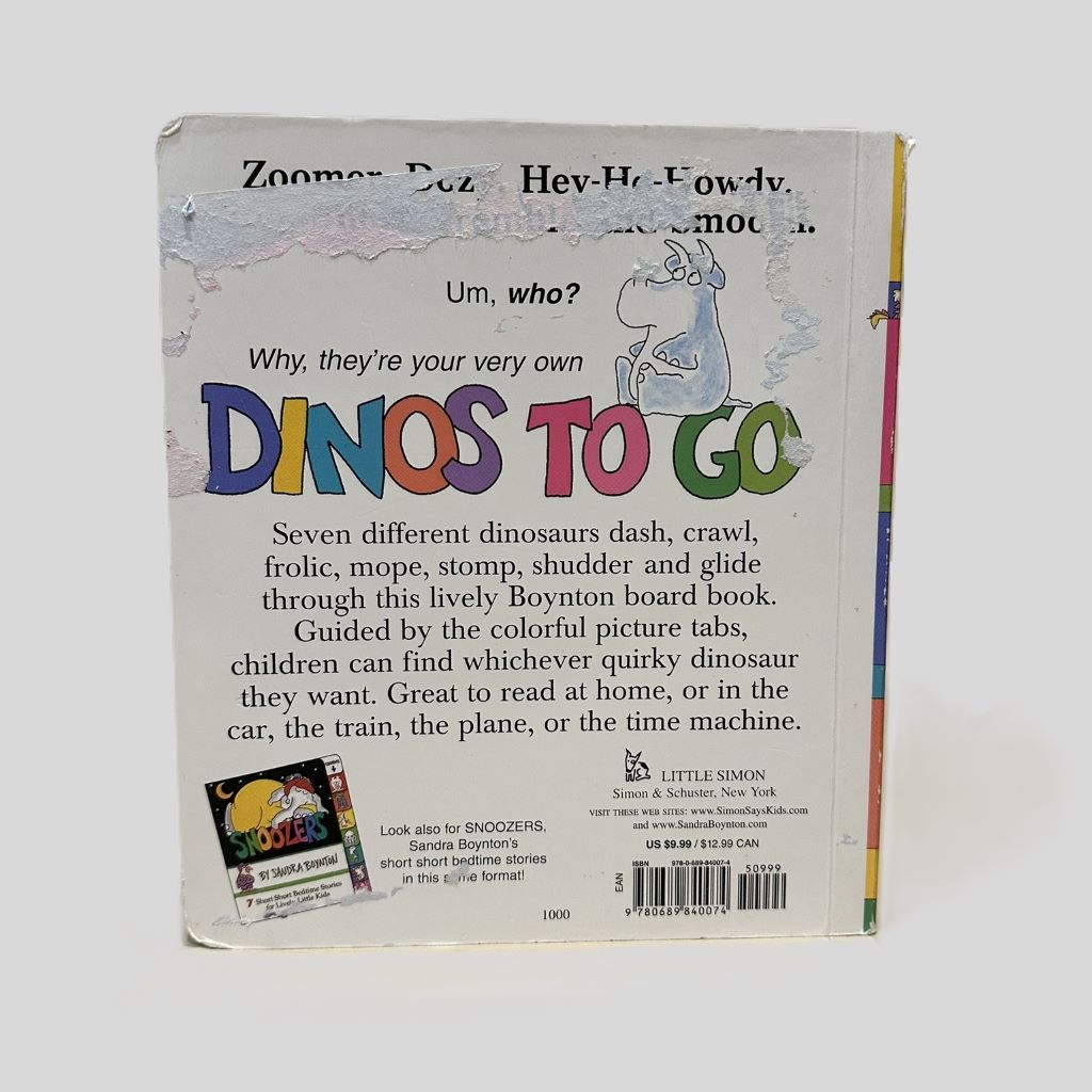 Dinos To Go by Sandra Boynton - Back Cover
