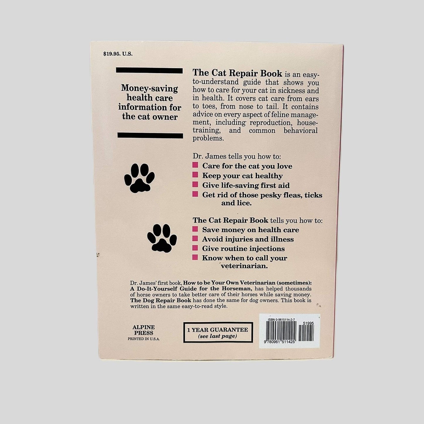 The Cat Repair Book by Ruth B. James, D.M.V.