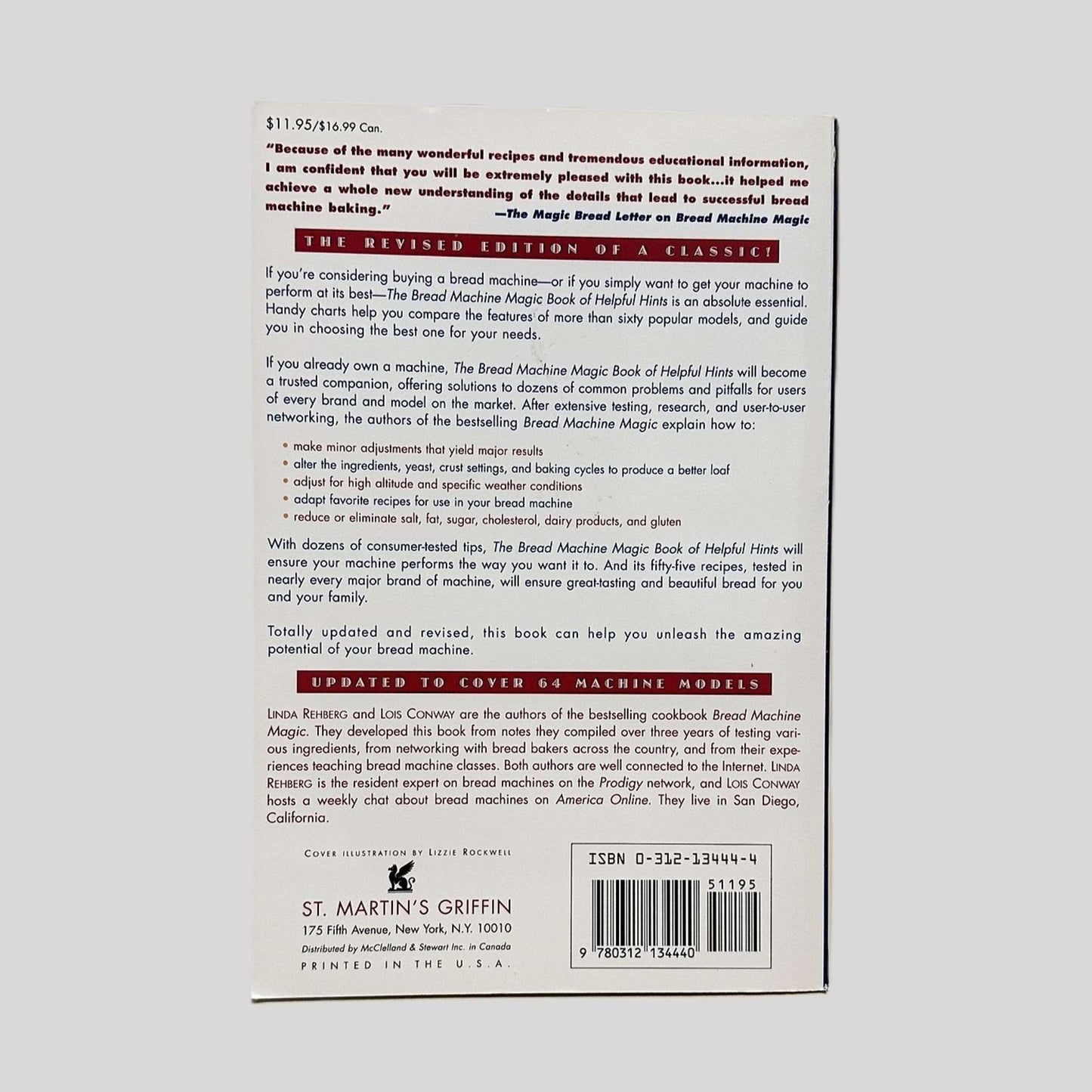 The Bread Machine Magic Book of Helpful Hints by Linda Rehberg & Lois Conway