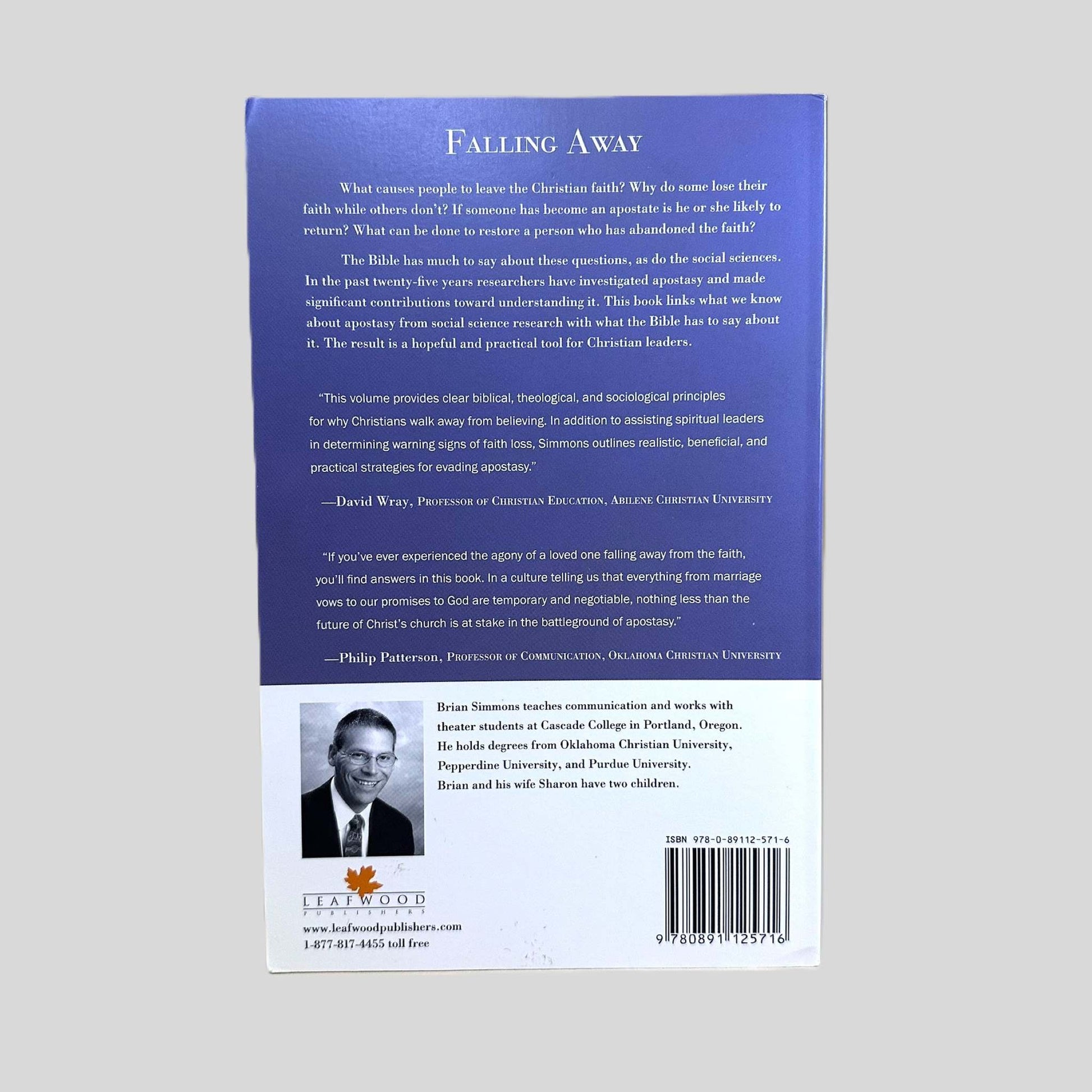 Falling Away by Brian Simmons - Back Cover