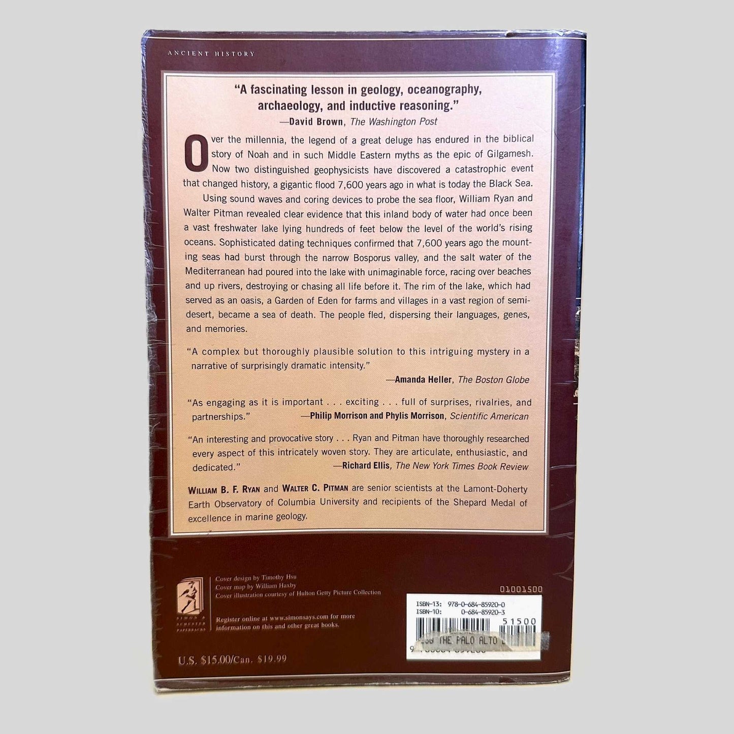 Noah's Flood by William Ryan & Walter Pitman - Back Cover