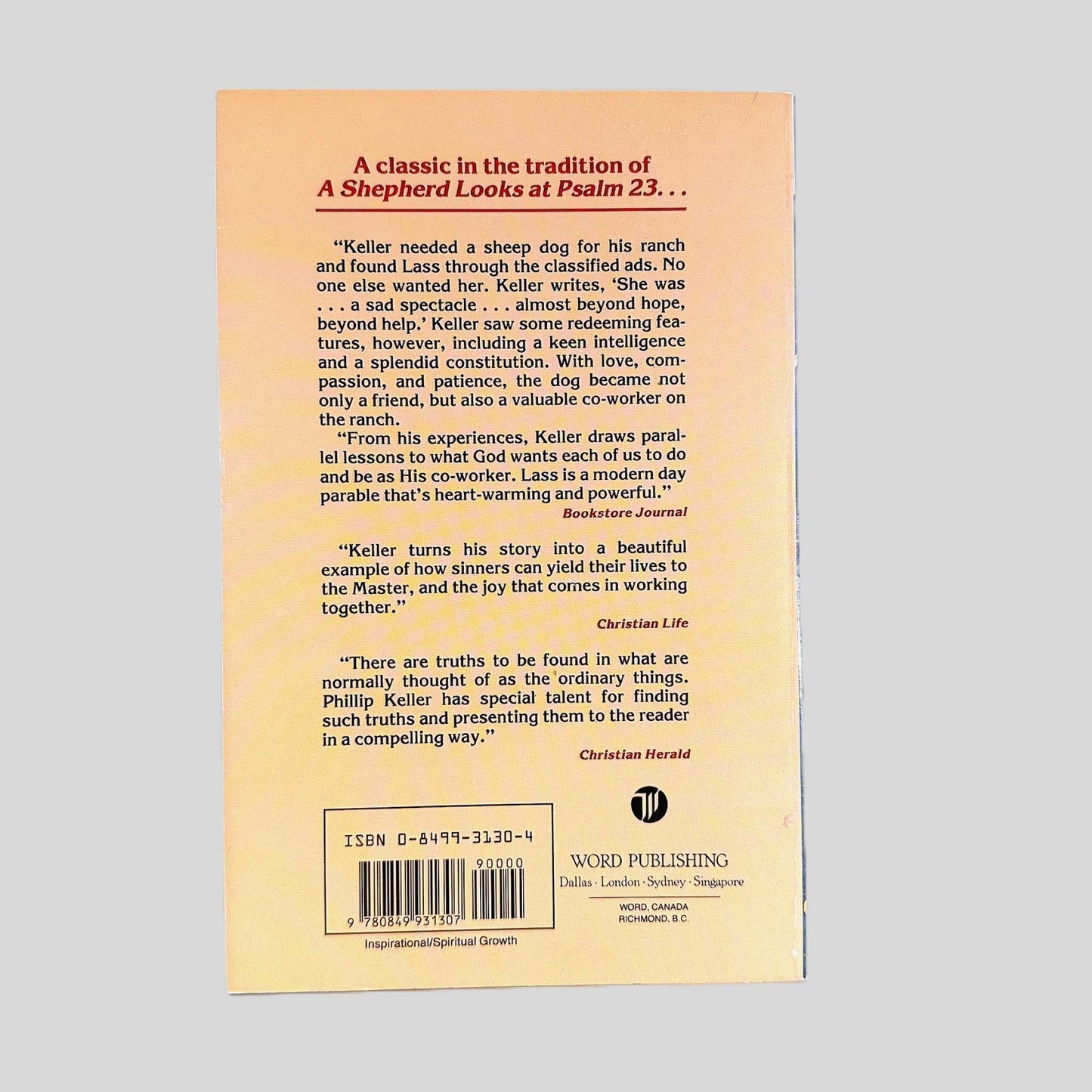 Lessons from a Sheep Dog by Philip Keller - Back Cover