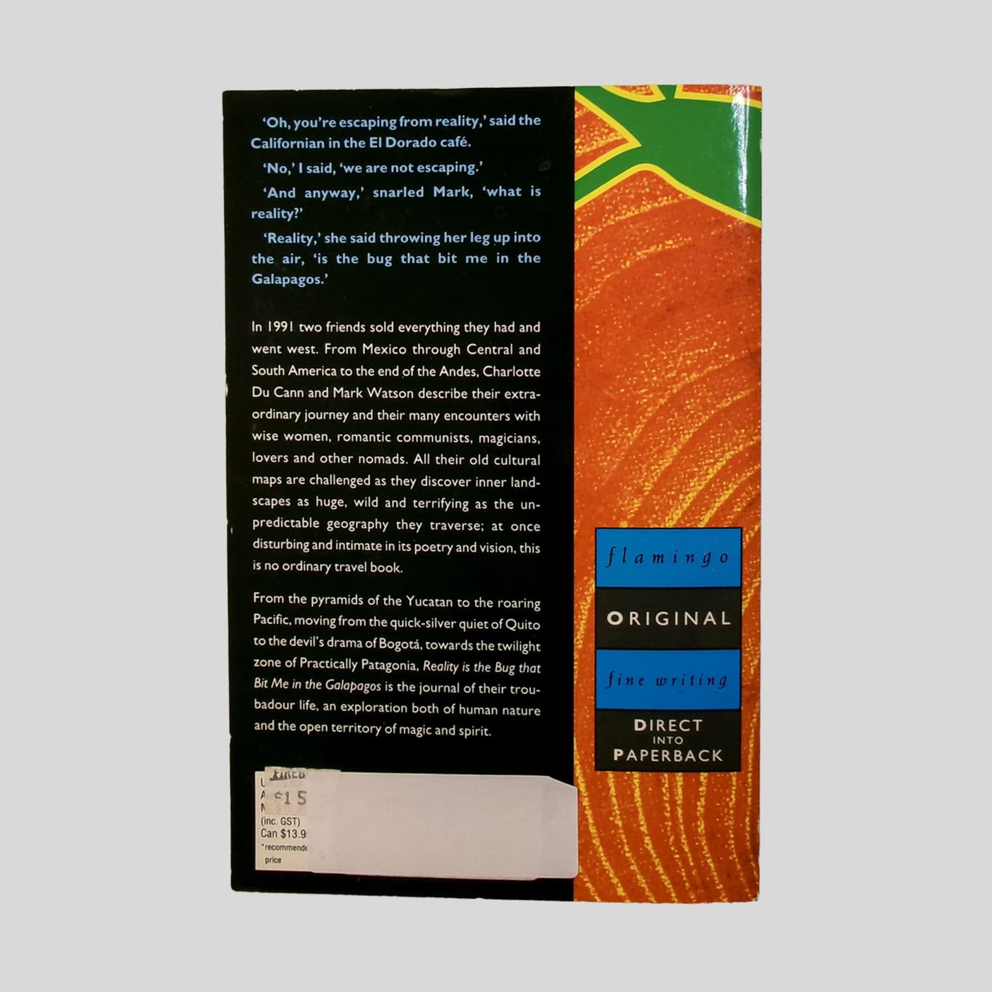 Reality Is The Bug That Bit Me In The Galapagos by Charlotte Ducann, Mark Watson, Charlotte Du Cann - Back Cover - Fehmerling Books