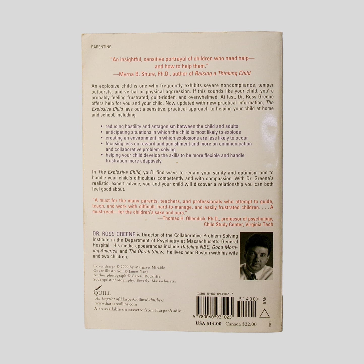 The Explosive Child by Ross W. Greene - Back Cover - Fehmerling Books