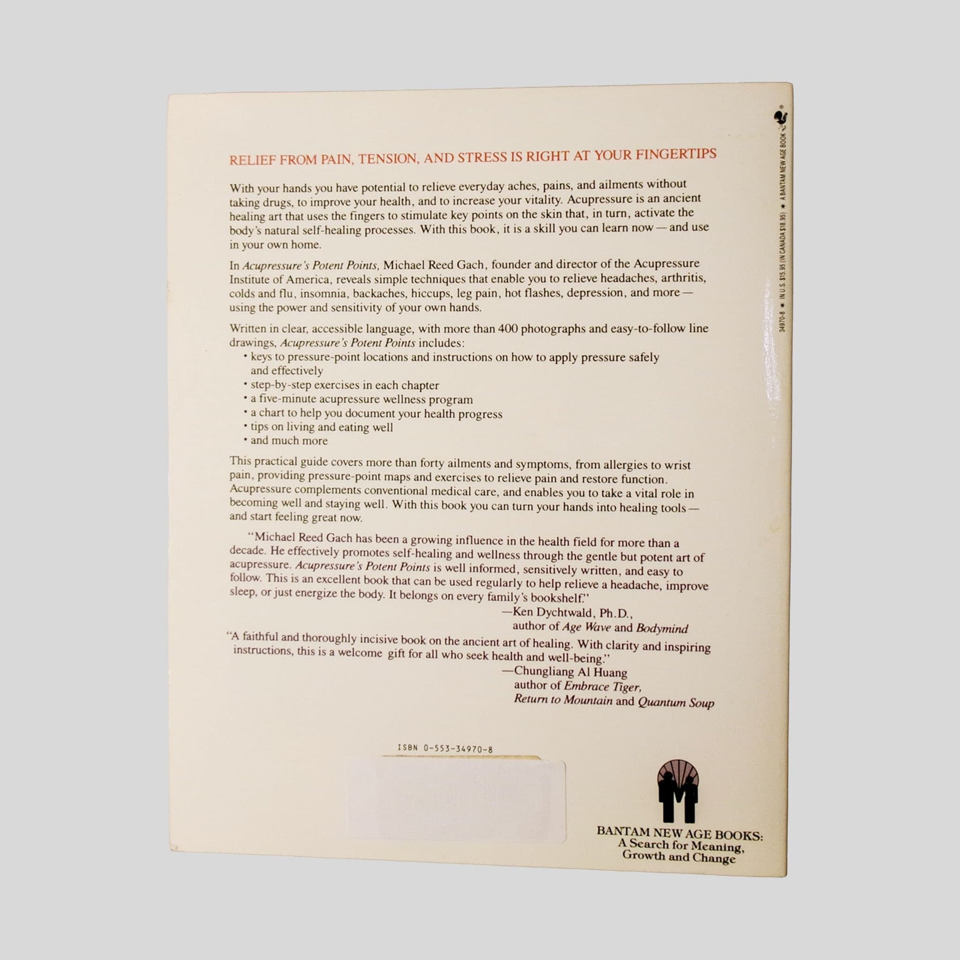 Acupressure'S Potent Points by Michael Reed Gach - Back Cover - Fehmerling Books
