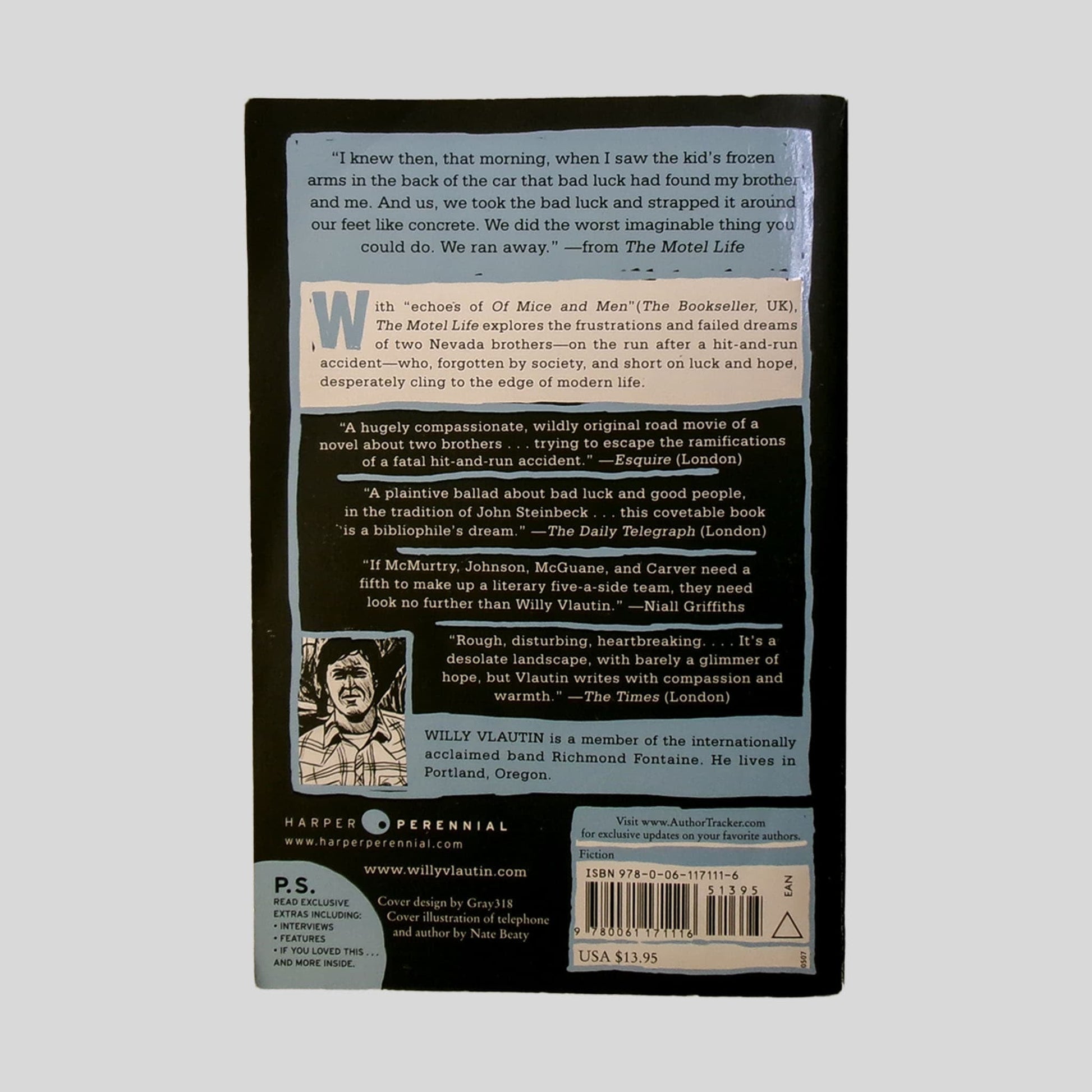 The Motel Life by Willy Vlautin - Back Cover - Fehmerling Books