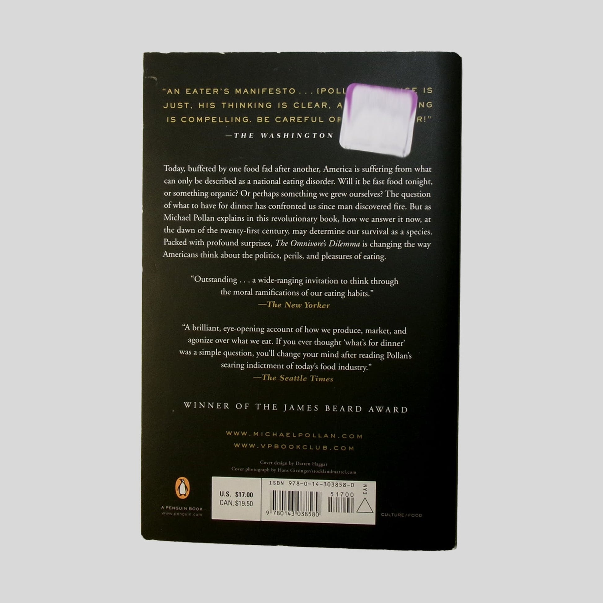 The Omnivore'S Dilemma by Michael Pollan, Richie Chevat, Raul Nagore - Back Cover - Fehmerling Books