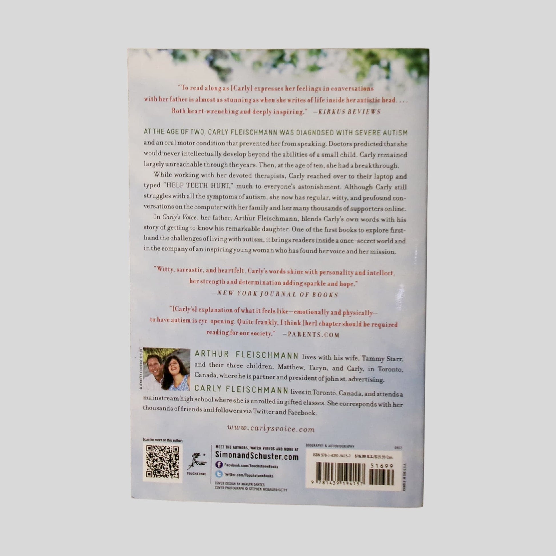 Carly'S Voice by Arthur Fleischmann - Back Cover - Fehmerling Books