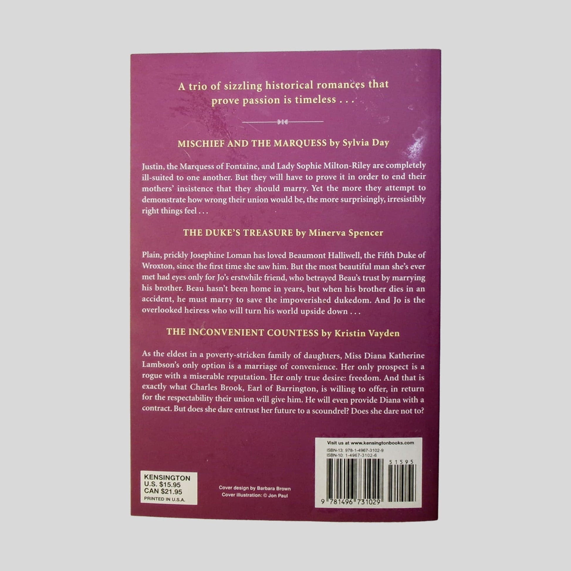 The Arrangement by Sylvia Day, Minerva Spencer, Kristin Vayden - Back Cover - Fehmerling Books