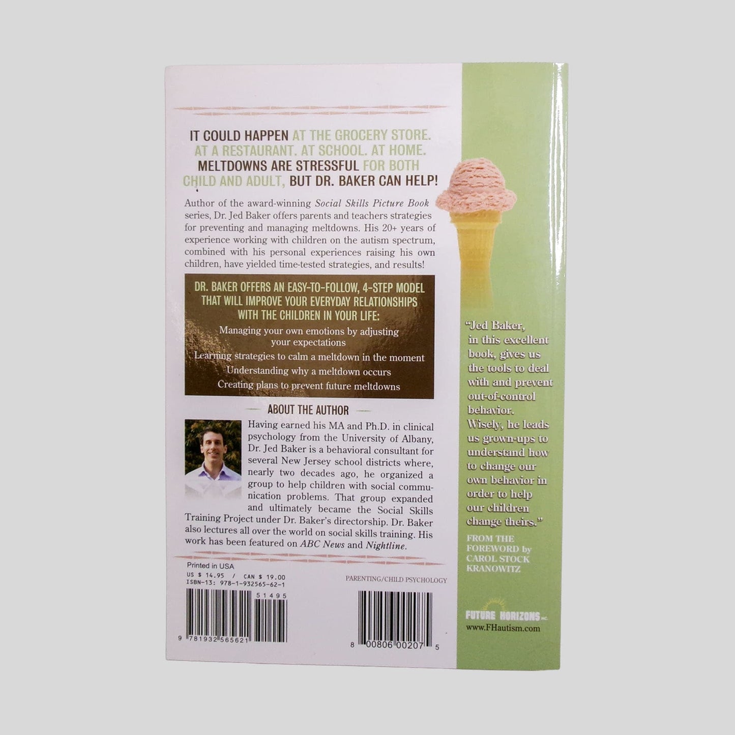 No More Meltdowns by Jed Baker - Back Cover - Fehmerling Books