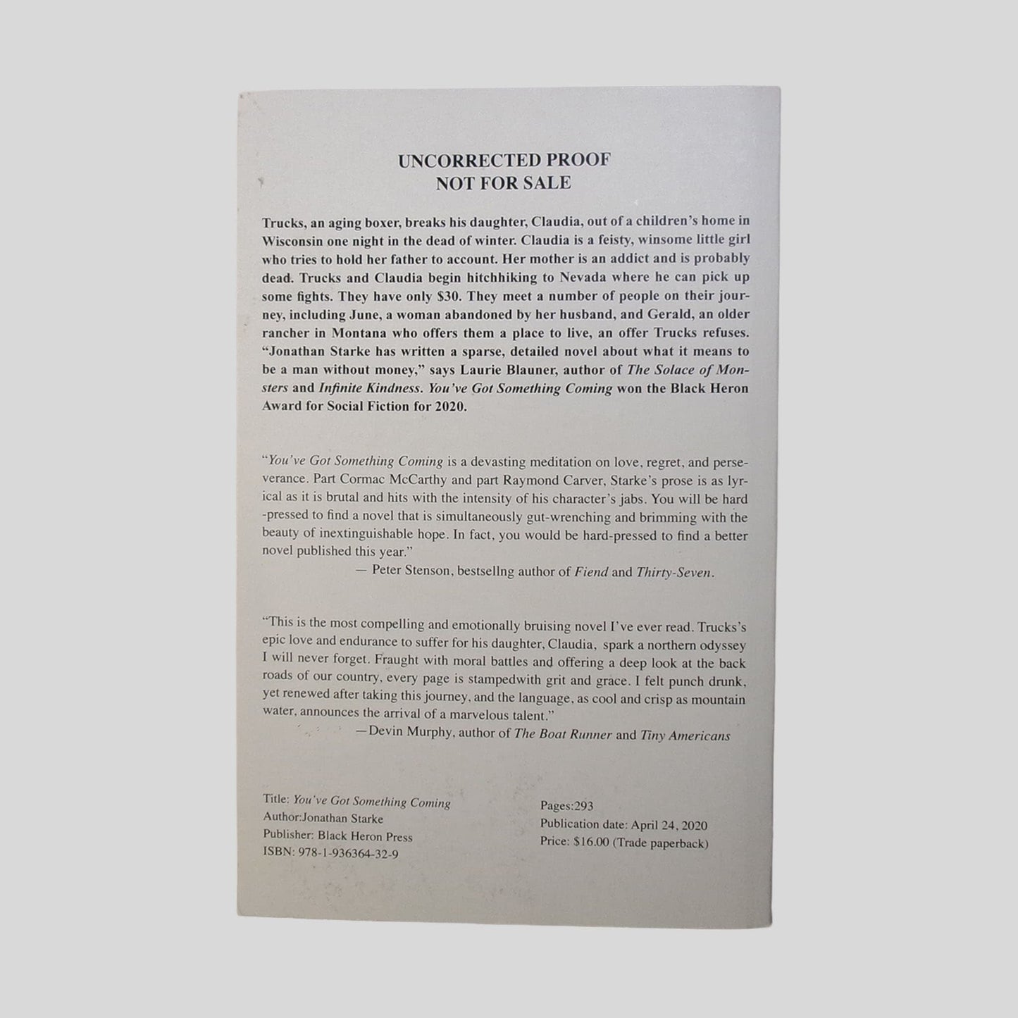 You'Ve Got Something Coming by Jonathan Starke - Back Cover - Fehmerling Books