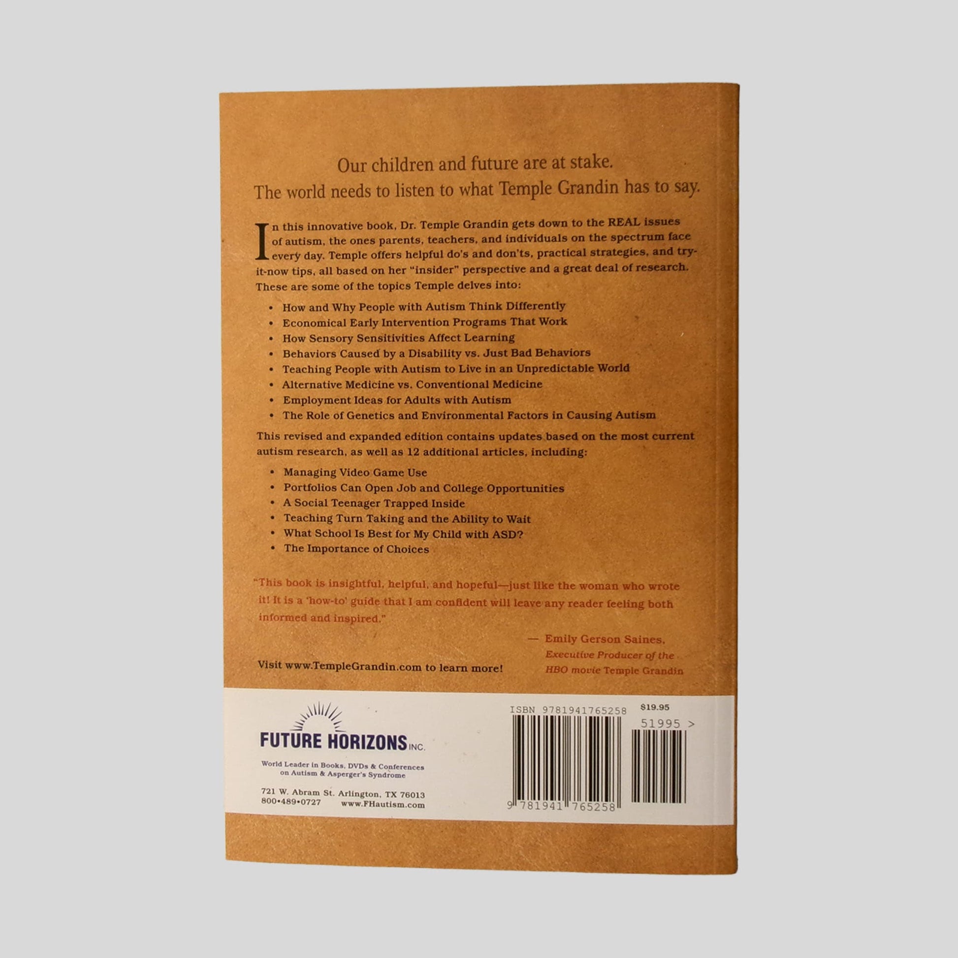 The Way I See It by Temple Grandin - Back Cover - Fehmerling Books