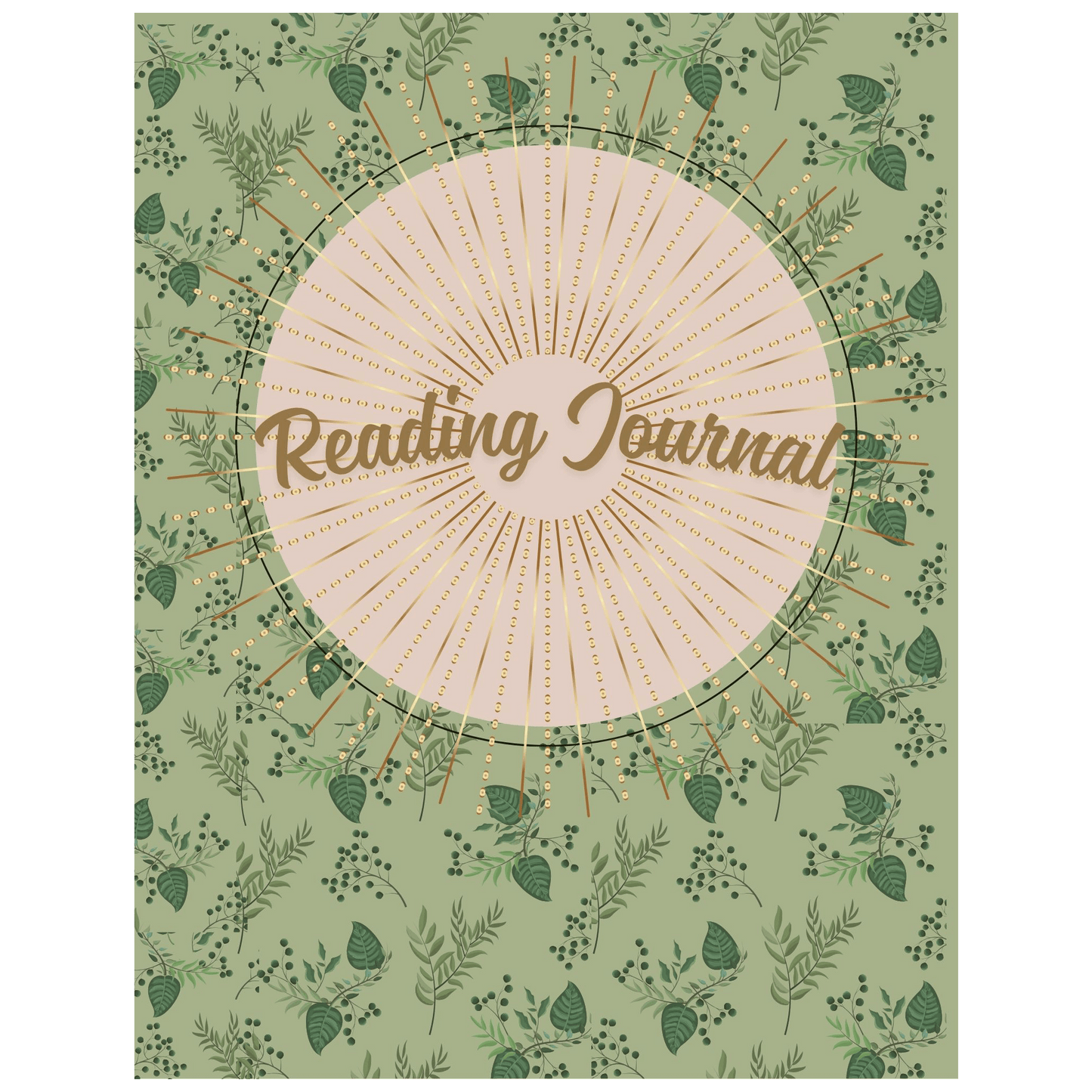 Reading Journal cover with decorative green leaf pattern on a light green background