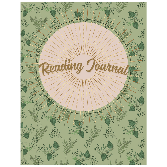 Reading Journal cover with decorative green leaf pattern on a light green background