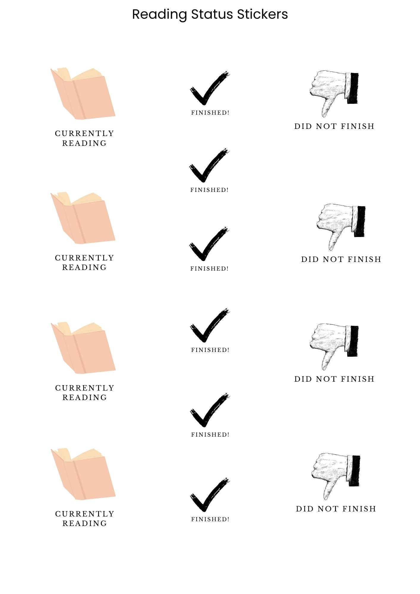 The Rose & Sage Sticker Pack | Printable Reading Status Stickers