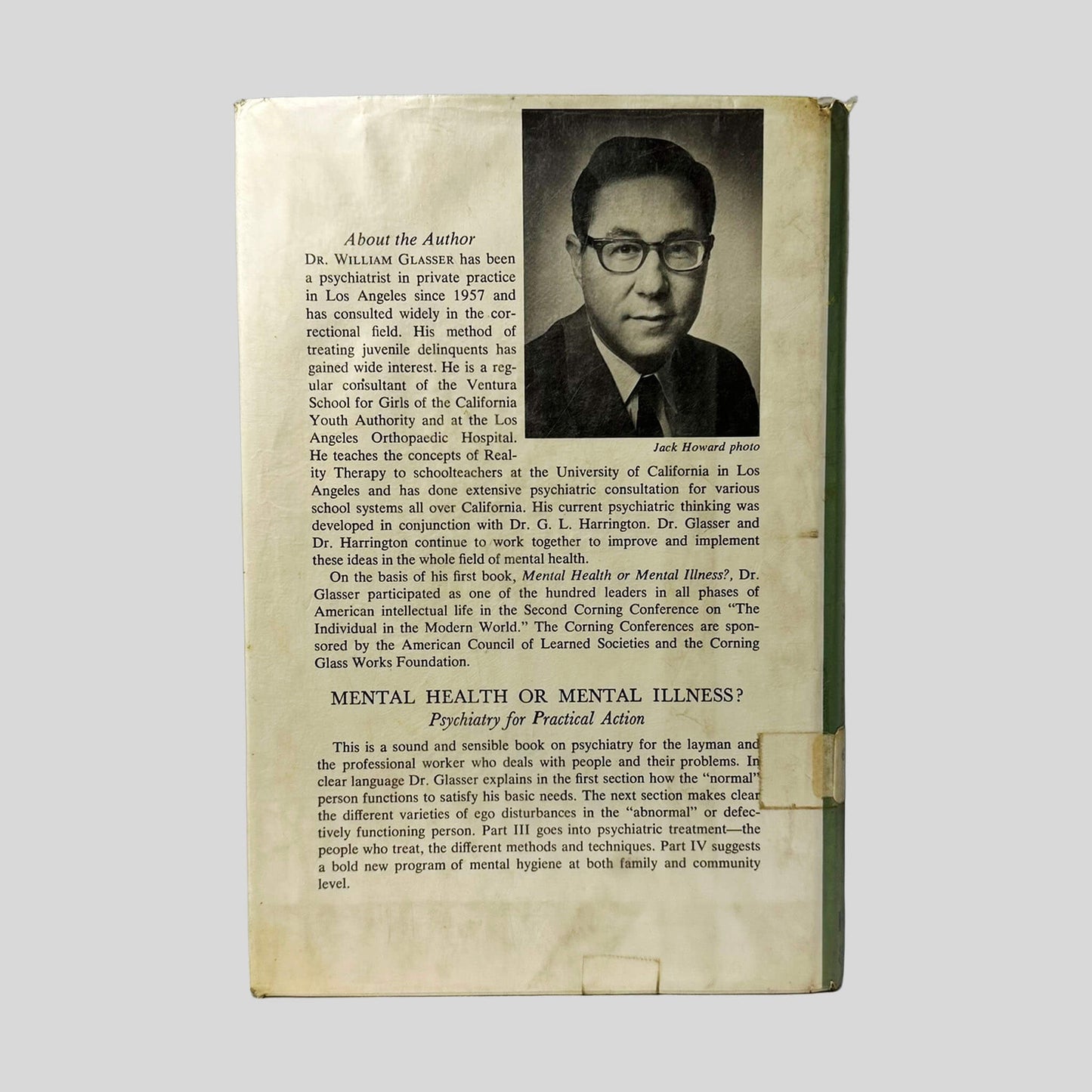 Reality Therapy A New Approach To Psychiatry by William Glasser, MD - Back Cover - Fehmerling Books