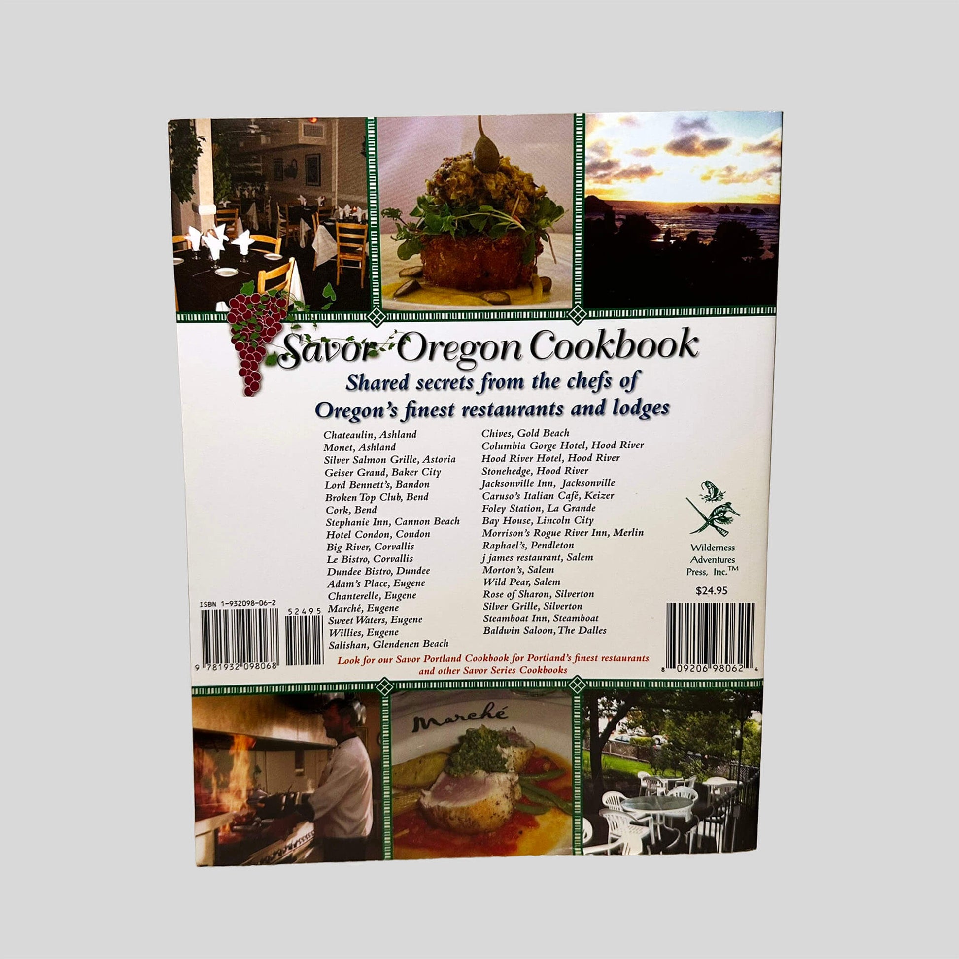 Chuck and Blanche Johnson's Savor Oregon Cookbook - Back Cover - Fehmerling Books