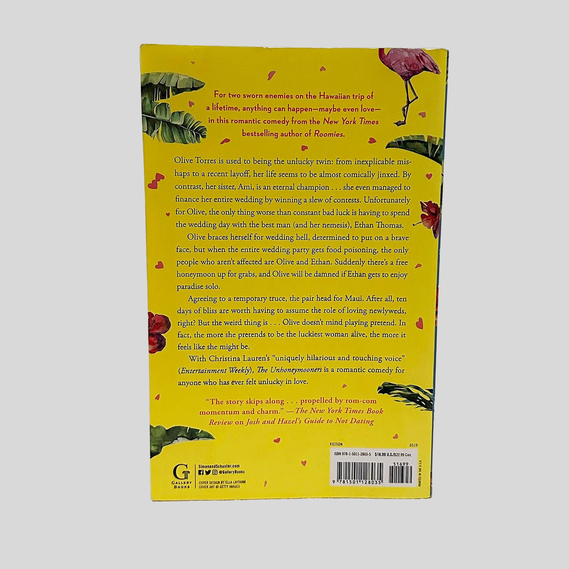 The Unhoneymooners by Christina Lauren - Back Cover - Fehmerling Books