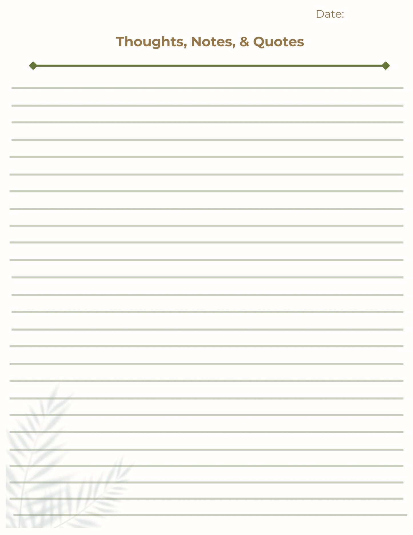 Notebook page with lined paper and decorative elements on a white background