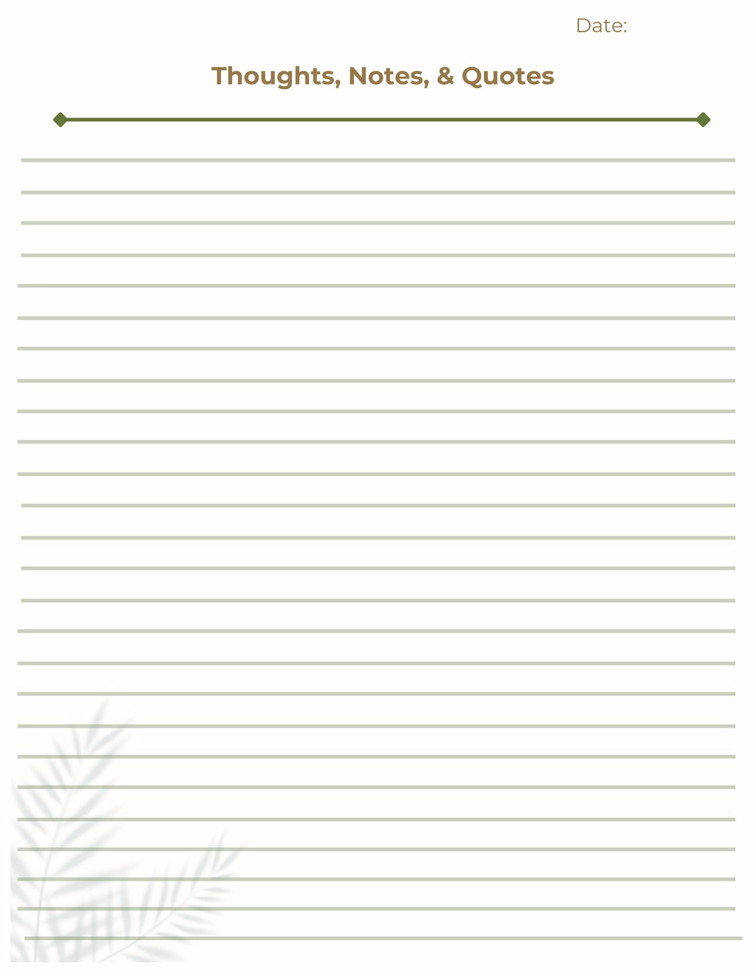 Notebook page with lined paper and decorative elements on a white background