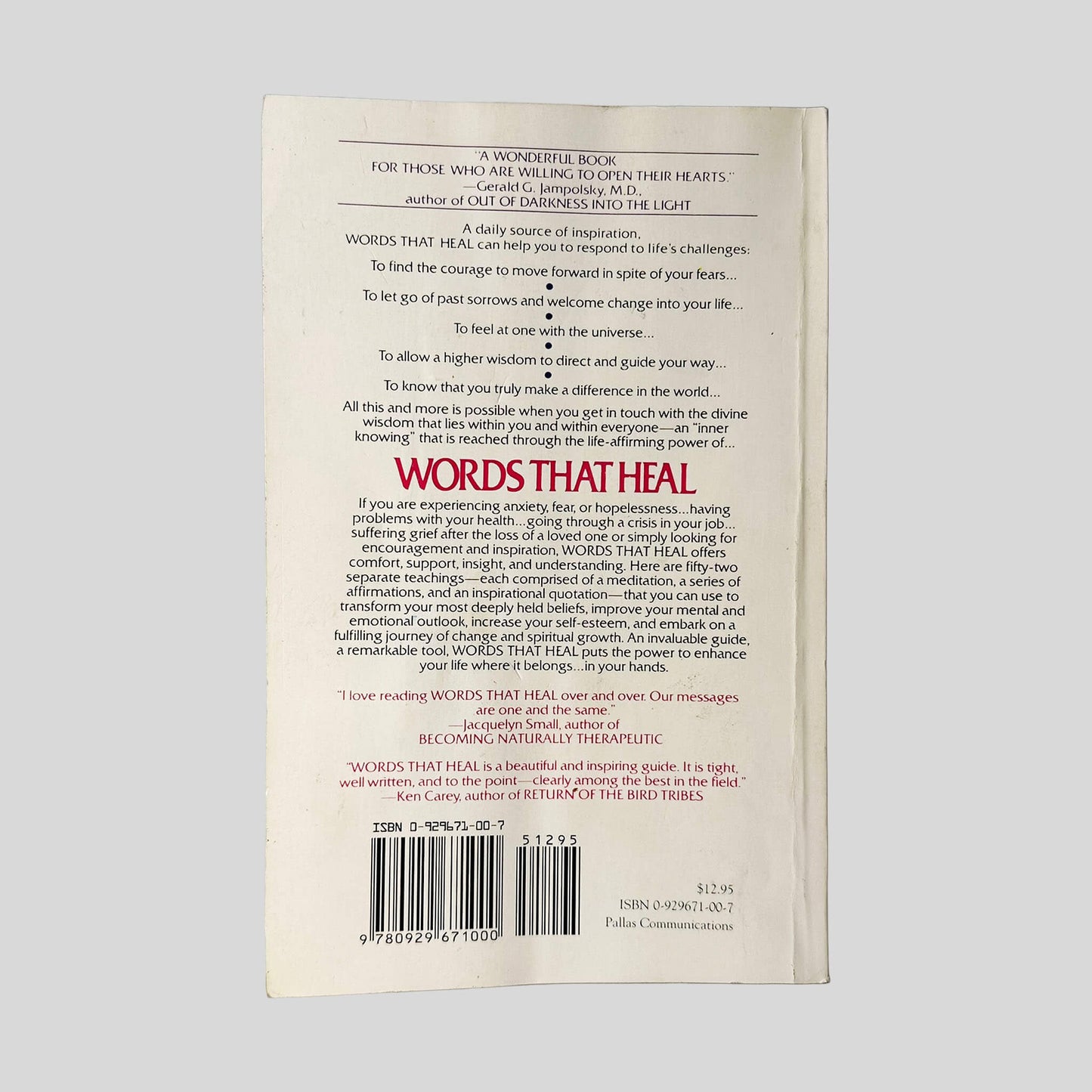Words That Heal by Douglas Bloch - Back Cover - Fehmerling Books