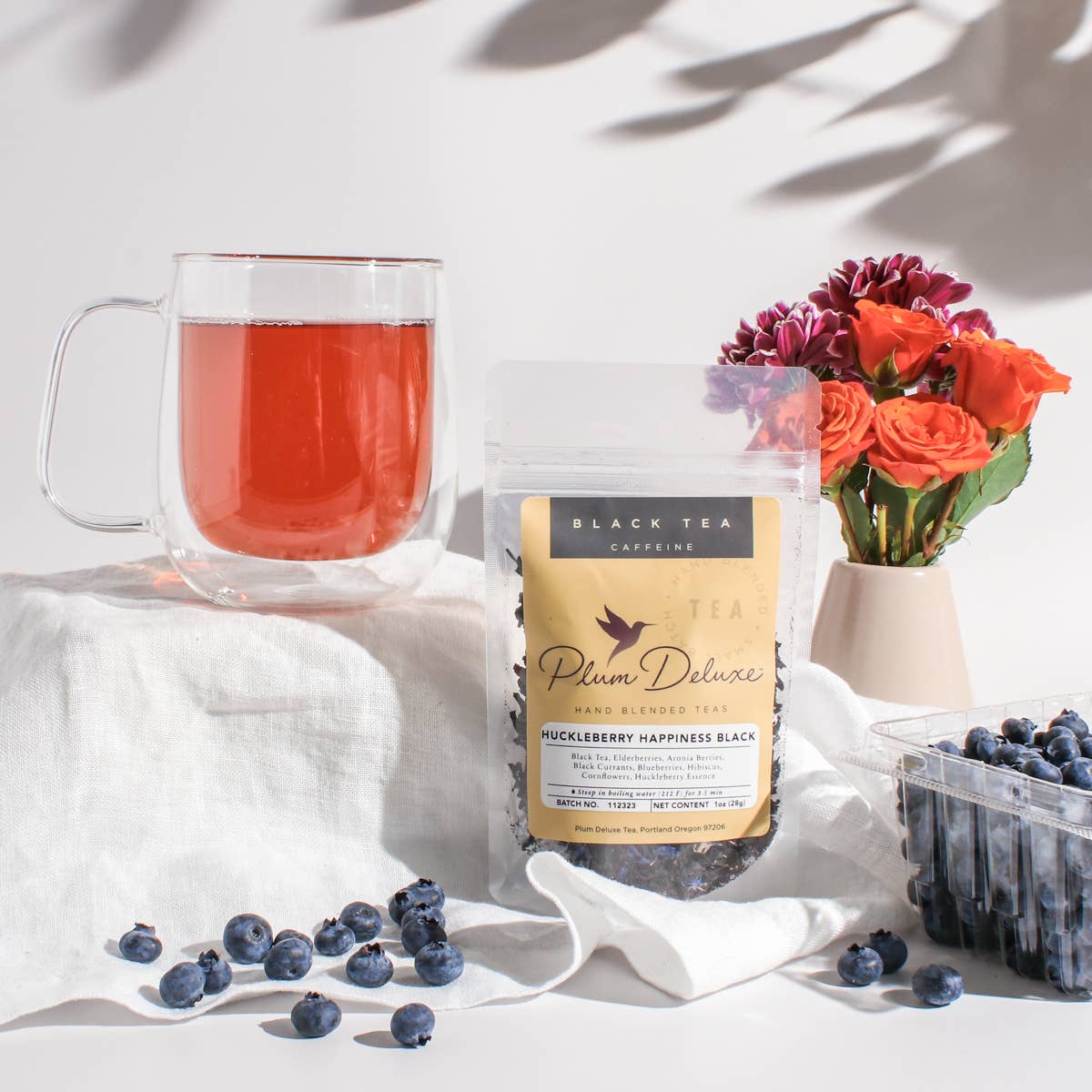 Plum Deluxe Tea - Huckleberry Happiness Blueberry Black Loose Leaf Tea 1oz