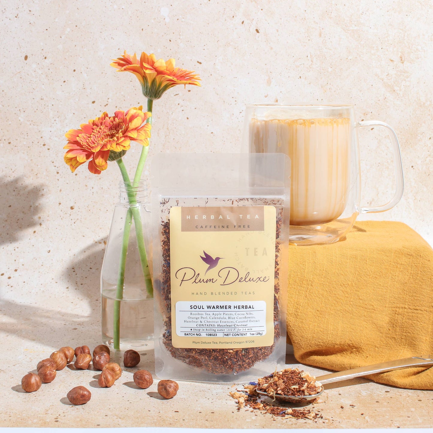 Plum Deluxe - Soul Warmer Herbal Loose Leaf Tea Chestnut Nutty Caramel 1 oz