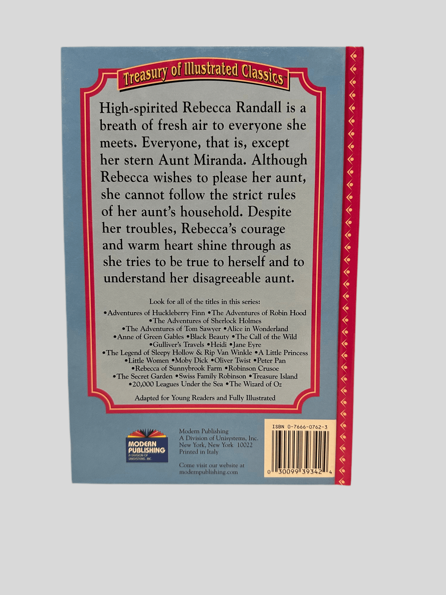 Rebecca Of Sunnybrook Farm by Kate Douglas Wiggin - Back Cover