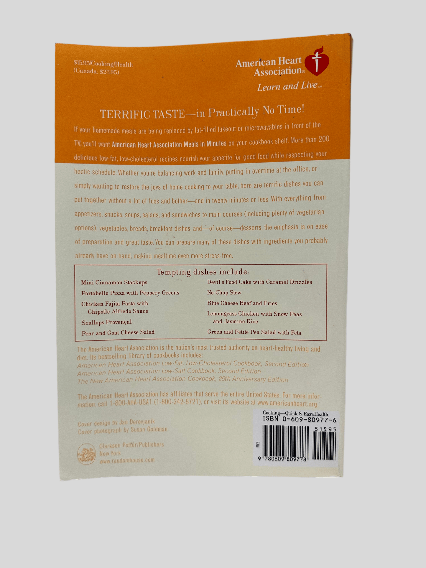 American Heart Association Meals in Minutes - Back Cover