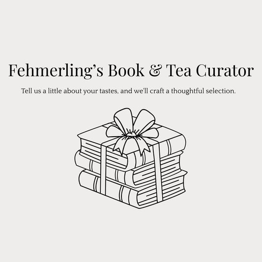 Fehmerling's Book & Tea Curator with an icon of stacked books wrapped in a ribbon with a bow.