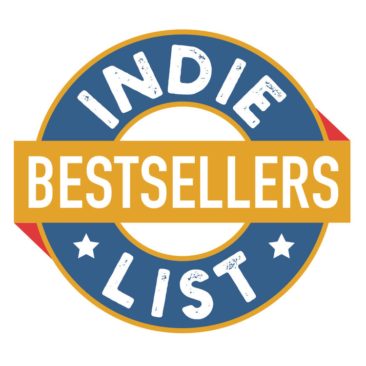 Indie Bestsellers List Logo in blue, gold and white coloring.