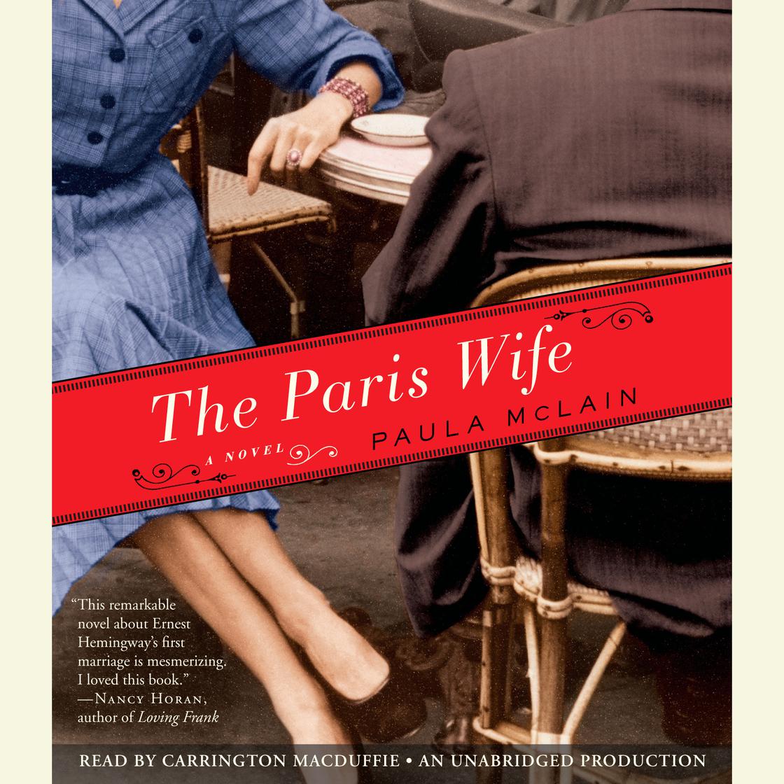 Book cover of 'The Paris Wife' by Paula McLain with a scene of two people sitting together.