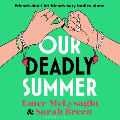 Book cover of 'Our Deadly Summer' with hands interlocking on a green background