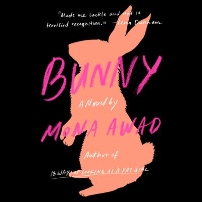 Book cover for 'Bunny' by Mama Awad, featuring a peach-colored rabbit silhouette on a black background with pink and white handwritten-style text.