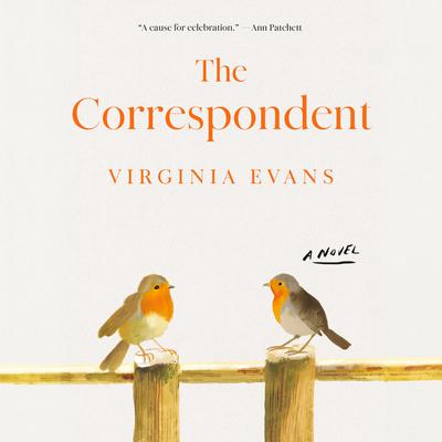 Book cover of 'The Correspondent' by Virginia Evans with two birds on a branch.