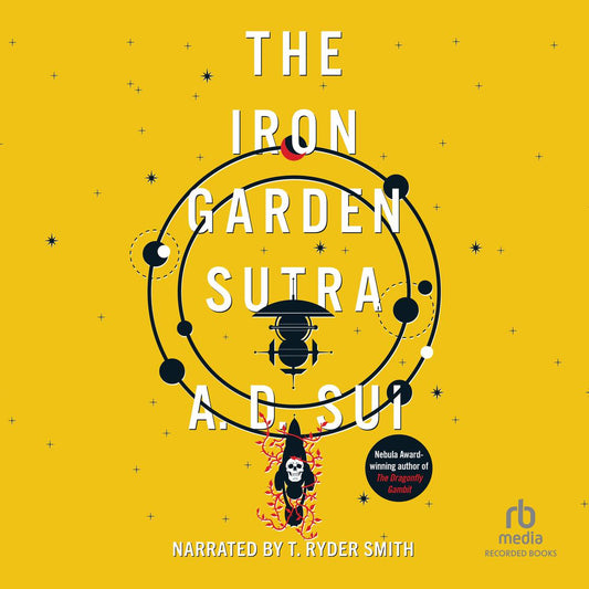 Book cover of 'The Iron Garden Sutra' with a yellow background and black text.