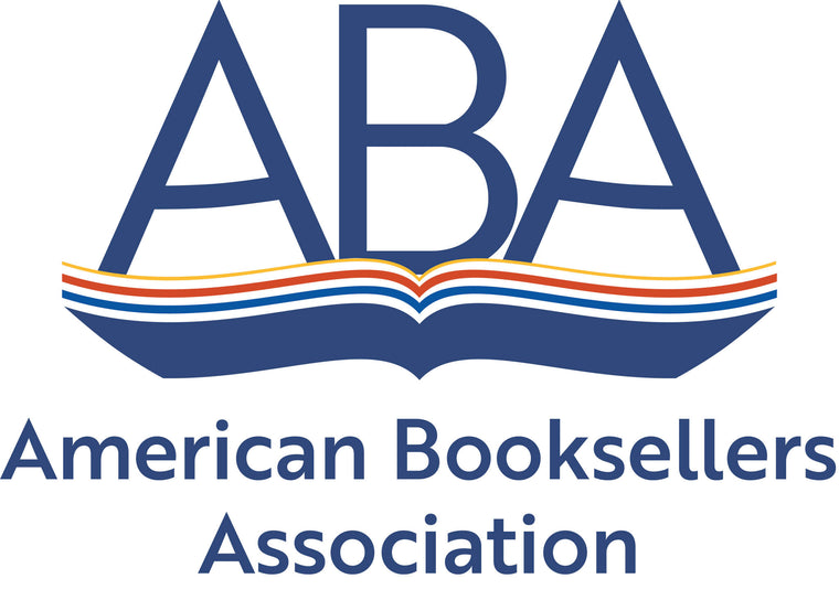 Logo of the American Booksellers Association with a blue and red design on a white background.
