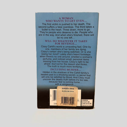 Back cover view of Almost Dead by Lisa Jackson centered on a neutral light gray background. Minimal chipping along the top edge.