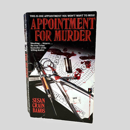 Front cover view of Appointment For Murder by Susan Crain Bakos centered on a neutral light gray background. 