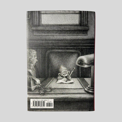 Back cover view of Baby Monkey, Private Eye by Brian Selznick & David Serlin centered on a neutral light gray background. Dust jacket is present and shows no damage.