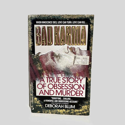 Front cover view of Bad Karma by Deborah Blum centered on a neutral light gray background. 