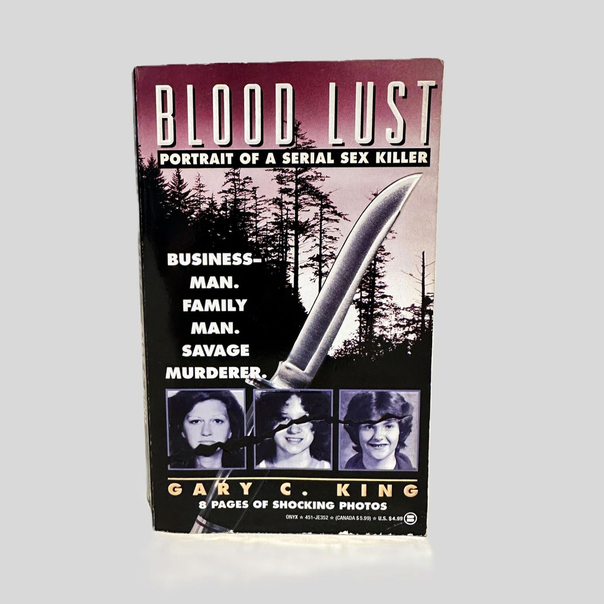 Front cover view of Blood Lust by Gary C. King centered on a neutral light gray background. 