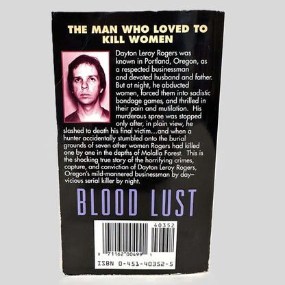 Back cover view of Blood Lust by Gary C. King centered on a neutral light gray background. 