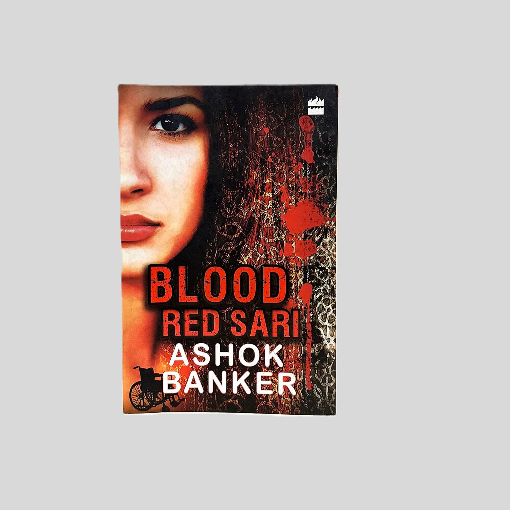 Front cover view of Blood Red Sari by Ashok Banker centered on a neutral light gray background. 
