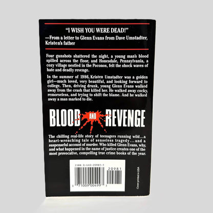 Back cover view of Blood and Revenge by Michael Dorman centered on a neutral light gray background. 