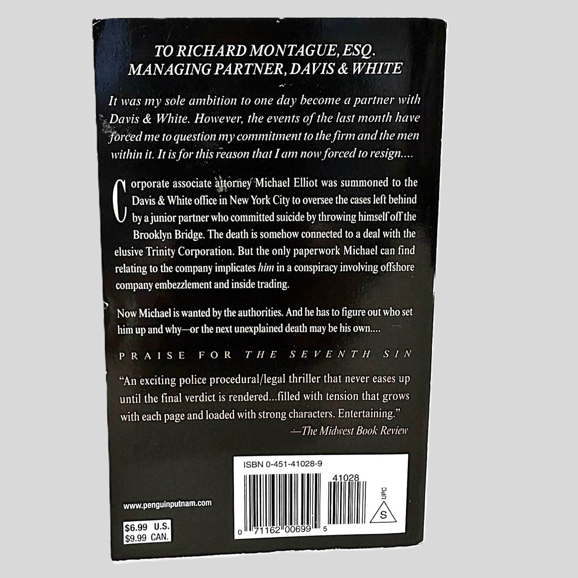 Back cover view of Breach of Confidence by Eben Paul Perison centered on a neutral light gray background. 